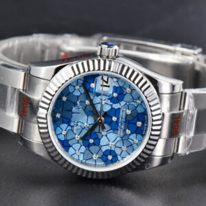 DateJust 31MM 904L GMF Fluted Bezel Blue Flowers Dial Oyster Bracelet A2824 - Image 14