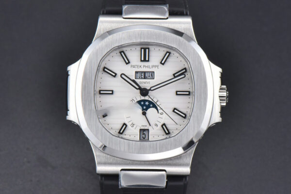 Nautilus 5726 Full Function PPF 40.5MM White Dial Black Rubber Strap A324