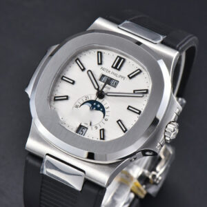 Nautilus 5726 Full Function PPF 40.5MM White Dial Black Rubber Strap A324 - Image 18