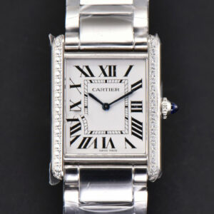Tank Must Large 33.7mmx25.5mm K11F Diamond White Dial SS Bracelet Ronda Quartz