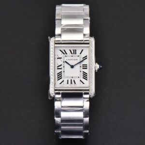 Tank Must Large 33.7mmx25.5mm K11F Diamond White Dial SS Bracelet Ronda Quartz - Image 17