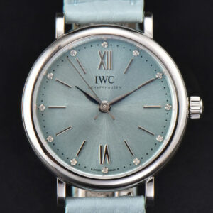 Portofino Automatic 34mm IW357416 Real Diamond Ice Blue Dial Blue Leather Strap SW