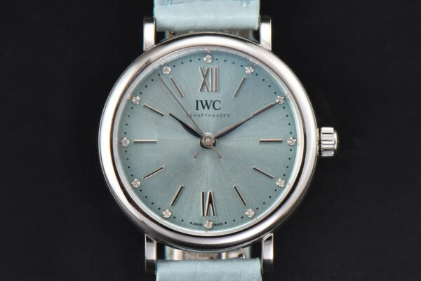 Portofino Automatic 34mm IW357416 Real Diamond Ice Blue Dial Blue Leather Strap SW