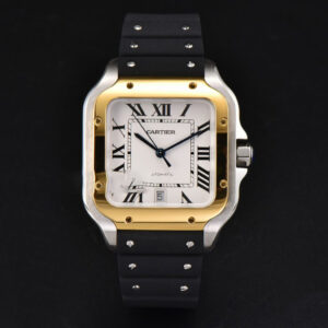 Santos Large 40mm YG/SS GF White Dial Black Rubber Strap MIYOTA 9015 - Image 11