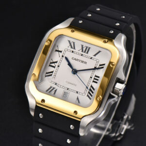 Santos Large 40mm YG/SS GF White Dial Black Rubber Strap MIYOTA 9015 - Image 12