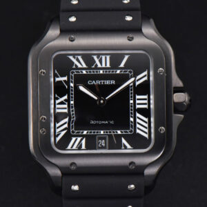 Santos Large 40mm PVD GF Black Dial Black Rubber Strap MIYOTA 9015