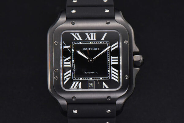Santos Large 40mm PVD GF Black Dial Black Rubber Strap MIYOTA 9015