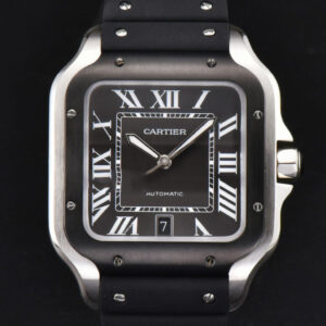 Santos Large 40mm GF Black Dial Black Rubber Strap MIYOTA 9015