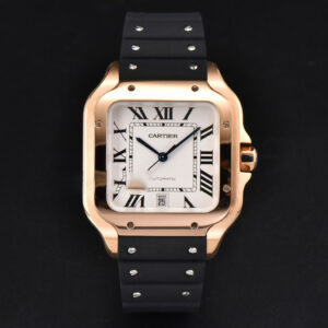 Santos Large 40mm RG GF White Dial Black Rubber Strap MIYOTA 9015 - Image 11