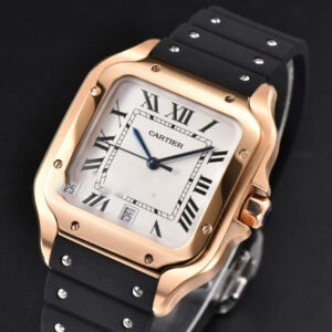 Santos Large 40mm RG GF White Dial Black Rubber Strap MIYOTA 9015 - Image 12