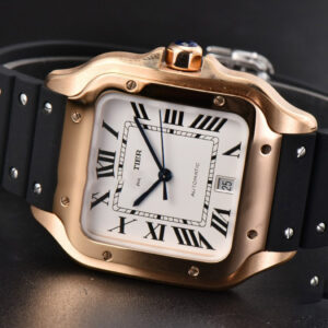 Santos Large 40mm RG GF White Dial Black Rubber Strap MIYOTA 9015 - Image 19