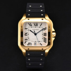Santos Large 40mm YG GF White Dial Black Rubber Strap MIYOTA 9015 - Image 11