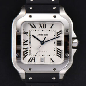 Santos Large 40mm GF White Dial Black Rubber Strap MIYOTA 9015