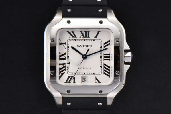 Santos Large 40mm GF White Dial Black Rubber Strap MIYOTA 9015