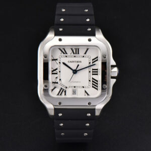 Santos Large 40mm GF White Dial Black Rubber Strap MIYOTA 9015 - Image 17