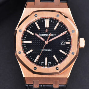 Royal Oak 15400 RG JF Black Dial Black Leather Strap V5 MY9015