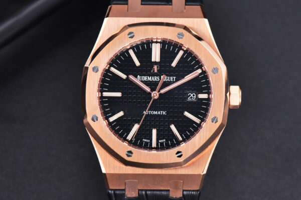 Royal Oak 15400 RG JF Black Dial Black Leather Strap V5 MY9015