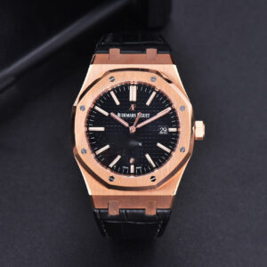 Royal Oak 15400 RG JF Black Dial Black Leather Strap V5 MY9015 - Image 3