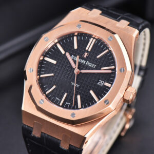 Royal Oak 15400 RG JF Black Dial Black Leather Strap V5 MY9015 - Image 5