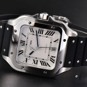 Santos Large 40mm GF White Dial Black Rubber Strap MIYOTA 9015 - Image 25