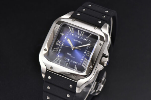 Santos Large 40mm GF Blue Dial Black Rubber Strap MIYOTA 9015