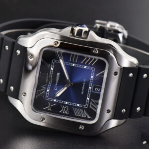 Santos Large 40mm GF Blue Dial Black Rubber Strap MIYOTA 9015 - Image 25