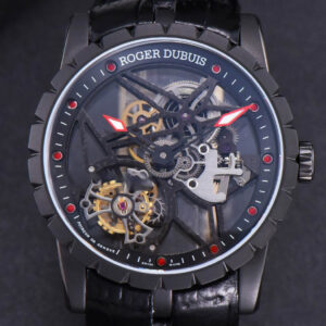 Excalibur Spider BBRF 47mm Skeleton Dial Black Leather Strap Flying Tourbillon Manual Wind