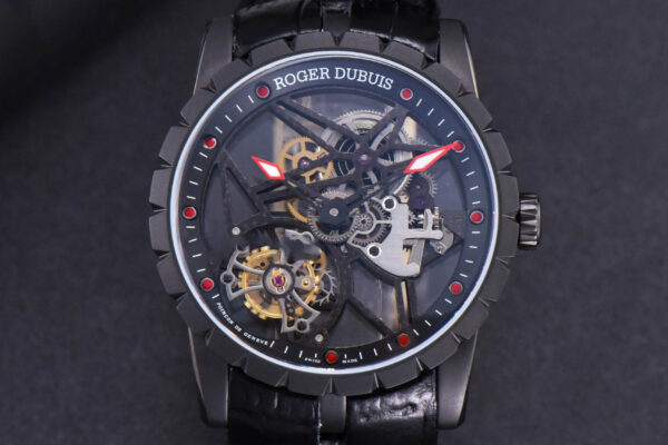 Excalibur Spider BBRF 47mm Skeleton Dial Black Leather Strap Flying Tourbillon Manual Wind