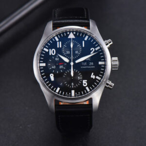 Pilot Chrono Spitfire IW377709 ZF 43MM Black Dial Black Leather Strap A7750 - Image 4