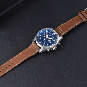 Pilot Chrono Spitfire IW377714 ZF 43MM Blue Dial Brown Leather Strap A7750 - Image 8