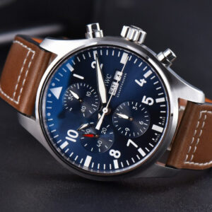 Pilot Chrono Spitfire IW377714 ZF 43MM Blue Dial Brown Leather Strap A7750 - Image 10