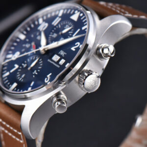 Pilot Chrono Spitfire IW377714 ZF 43MM Blue Dial Brown Leather Strap A7750 - Image 17