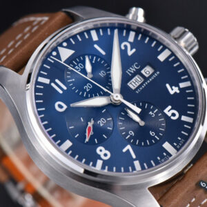 Pilot Chrono Spitfire IW377714 ZF 43MM Blue Dial Brown Leather Strap A7750 - Image 18