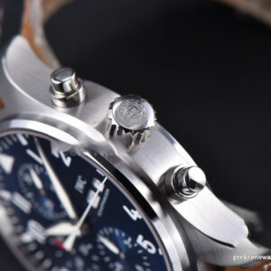 Pilot Chrono Spitfire IW377714 ZF 43MM Blue Dial Brown Leather Strap A7750 - Image 19