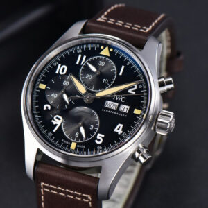 Pilot Chrono Spitfire IW387903 SS ZF 41MM Black Dial Brown Leather Strap A7750
