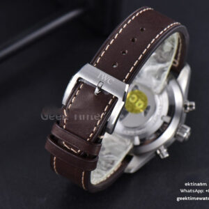 Pilot Chrono Spitfire IW387903 SS ZF 41MM Black Dial Brown Leather Strap A7750 - Image 8