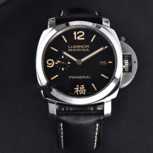 PAM498 Luminor Marina VSF 44mm Black Dial Leather Strap P9000 - Image 6