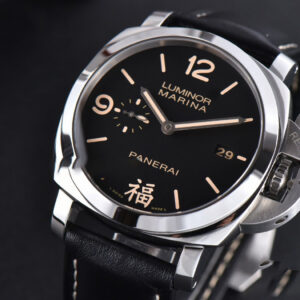 PAM498 Luminor Marina VSF 44mm Black Dial Leather Strap P9000 - Image 7