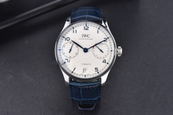 Portuguese Real PR IW500107 ZF 42MM White Dial Blue Marker Blue Leather Strap A51011