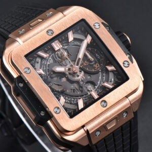 Square Bang Unico 42mm BBF RG Skeleton Dial Rubber Strap A1280 - Image 8