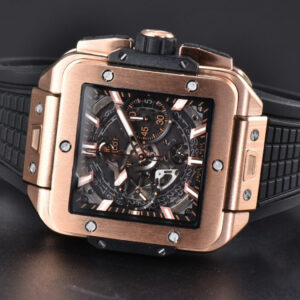 Square Bang Unico 42mm BBF RG Skeleton Dial Rubber Strap A1280 - Image 9