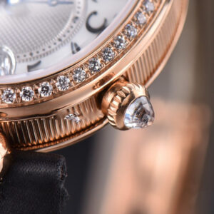 Queen of Naples Ladies ZF 28.5MM RG Diamond White MOP Dial Leather Strap Jap 6T51 - Image 5