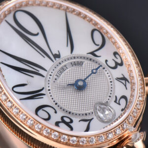 Queen of Naples Ladies ZF 28.5MM RG Diamond White MOP Dial Leather Strap Jap 6T51 - Image 7