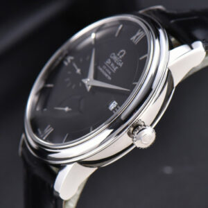 De Ville Hour Vision VSF 41mm Black Dial Roma Marker Leather Strap A8500 - Image 9